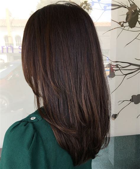 long brown hair and bangs|dark brown straight long hairstyles.